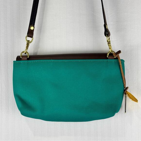 R. Riveter American Handmade Crossbody Purse Canvas Cotton Cow Hide Leather Bag - Picture 6 of 9